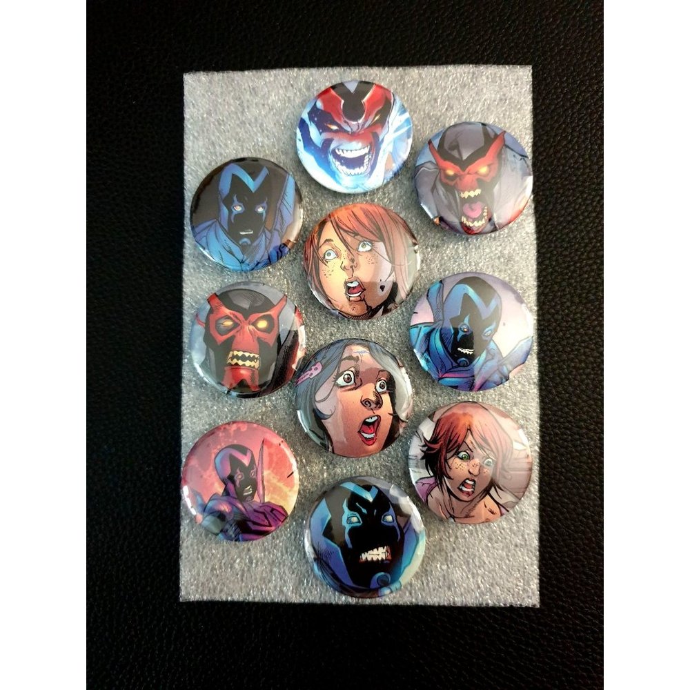 Blue Beetle Buttons Handmade Craft Character 1.25" Fashion Collectable Pin Set B